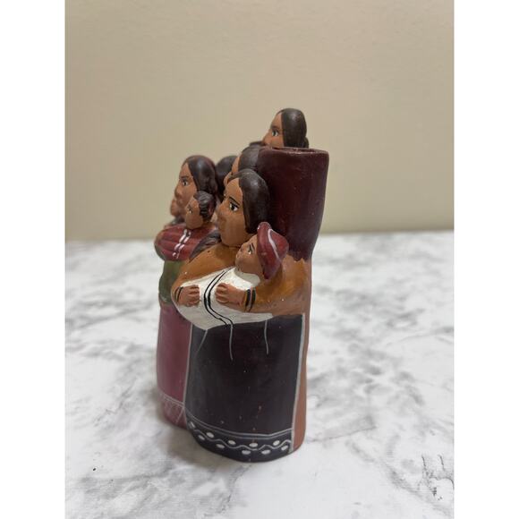 VTG Peruvian Folk Art Pottery Handcrafted Candle Holder Terracotta Clay Women - Picture 6 of 11